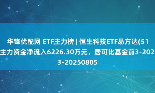 华锋优配网 ETF主力榜 | 恒生科技ETF易方达(513010)主力资金净流入6226.30万元，居可比基金前3-20250805